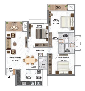 Floor Plan in 4 BHK Penthouse at Darumbre – for Sale