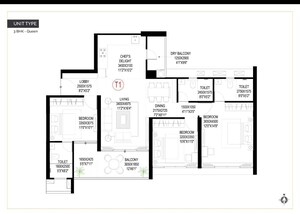 Floor Plan in 3 BHK Apartment at Goel Ganga Imperia, Nibm Annexe – for Sale