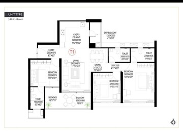 Floor Plan in 3 BHK Apartment at Goel Ganga Imperia, Nibm Annexe – for Sale