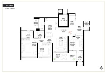 Floor Plan in 3 BHK Apartment at Goel Ganga Imperia, Nibm Annexe – for Sale