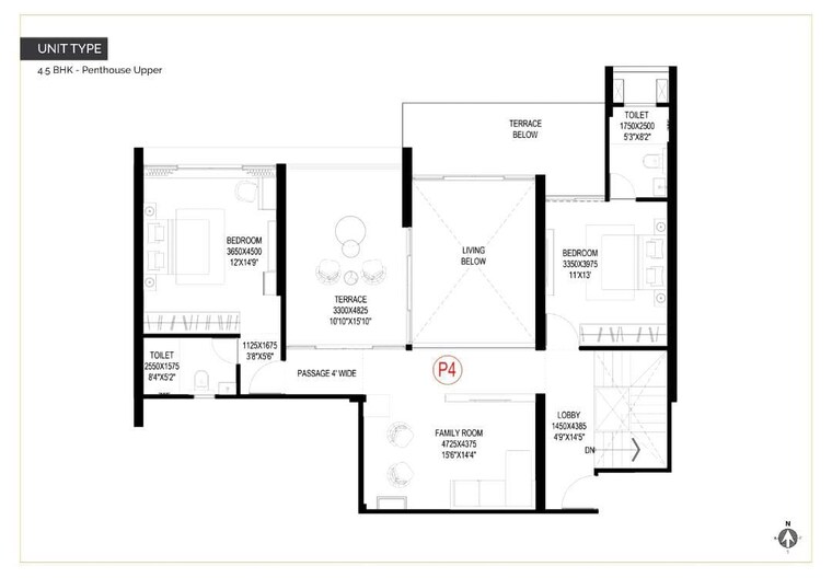 Floor Plan, goel-ganga-imperia 4 Bedroom 2170 Sq.Ft. Penthouse In Nibm Annexe Pune 10059677