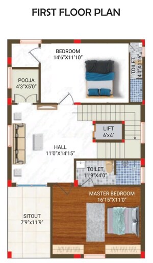 Floor Plan in 6 BHK Villa at Rameshwar Banda – for Sale