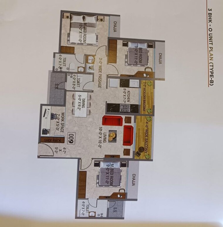 Floor Plan, arihant-aspire 2 Bedroom 650 Sq.Ft. Apartment In Palaspe Phata Navi Mumbai 10062026