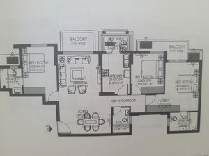 Floor Plan in 3 BHK Apartment at DLF Regal Gardens, Sector 90 – for Rent