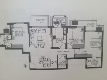 Floor Plan in 3 BHK Apartment at DLF Regal Gardens, Sector 90 – for Rent