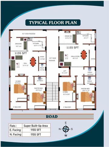 Floor Plan in 2 BHK Apartment at Meerpet – for Sale