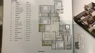 Floor Plan in 4 BHK Apartment at Aakriti Aster Jewel, Bawadia Kalan – for Sale