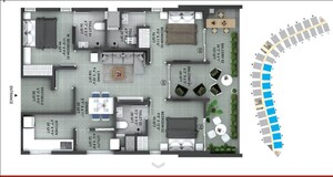 Floor Plan in 3 BHK Apartment at INCOR Live By Lake, Peeranchuruvu – for Sale