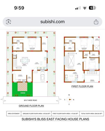 Floor Plan in 3 BHK Villa at Subishis Town Centre, Mokila – for Sale