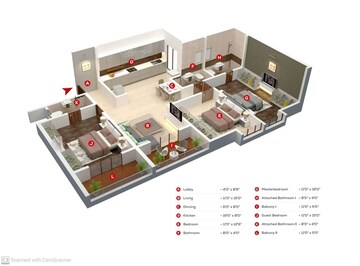Floor Plan in 3 BHK Apartment at Siddhivinayak The Landmark, Undri – for Sale