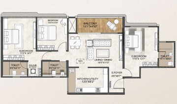 Floor Plan in 2 BHK Apartment at Bavdhan – for Sale