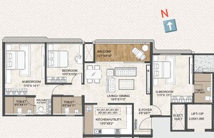 Floor Plan in 2 BHK Apartment at Bavdhan – for Sale