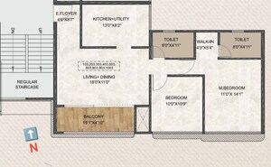 Floor Plan in 2 BHK Apartment at Bavdhan – for Sale