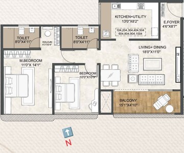 Floor Plan in 2 BHK Apartment at Bavdhan – for Sale