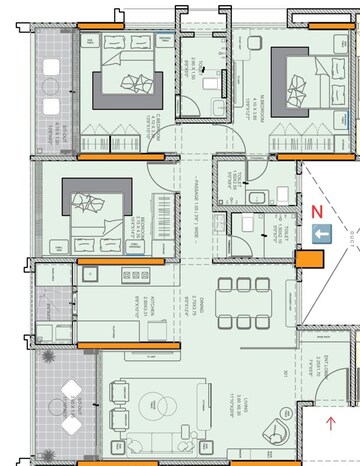 Floor Plan in 3 BHK Apartment at Gangadham – for Sale