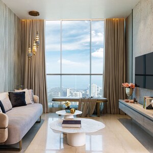 Living Room in 3 BHK Apartment at Marathon Monte South, Byculla West – for Rent