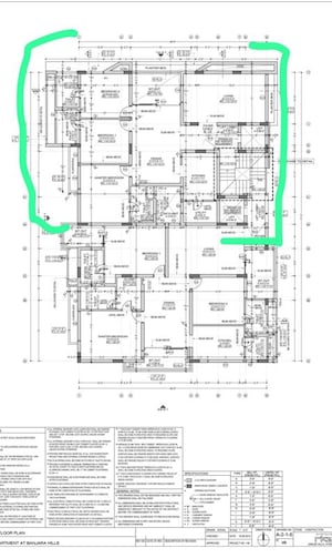 Floor Plan in 3 BHK Apartment at Banjara Hills – for Rent