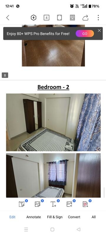 Bedroom in 2 BHK Apartment at Kumar Megapolis, Hinjewadi – for Rent