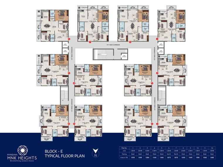 Floor Plan, hyndava-mnk-heights 2 Bedroom 1390 Sq.Ft. Apartment In Kompally Hyderabad 10070677