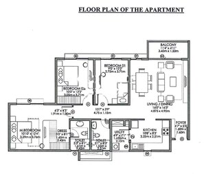 Floor Plan in 3 BHK Apartment at Godrej Aqua, International Airport Road – for Sale