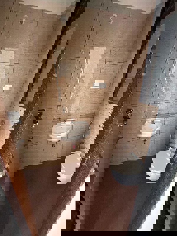 Bathroom in 2 BHK Apartment at Chandak 34 Park Estate, Goregaon West – for Rent