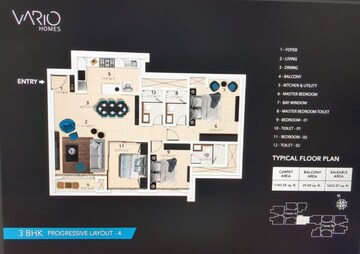 Floor Plan in 3 BHK Apartment at Karle Vario Homes, Hebbal – for Sale