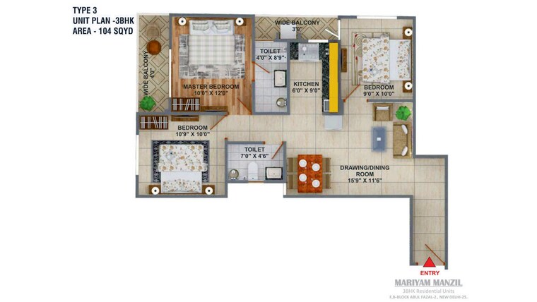 Master Plan, shaheen bagh 3 Bedroom 110 Sq.Yd. Builder Floor In Shaheen Bagh Delhi 10074100