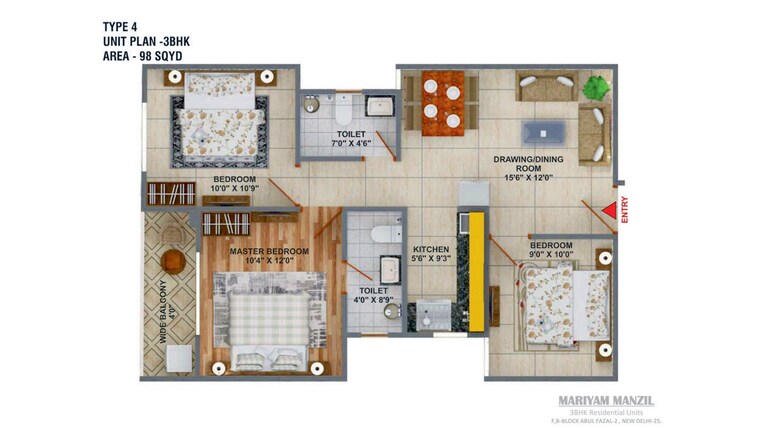 Master Plan, shaheen bagh 3 Bedroom 110 Sq.Yd. Builder Floor In Shaheen Bagh Delhi 10074100
