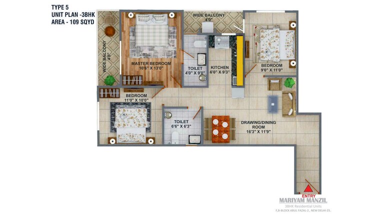 Master Plan, shaheen bagh 3 Bedroom 110 Sq.Yd. Builder Floor In Shaheen Bagh Delhi 10074100