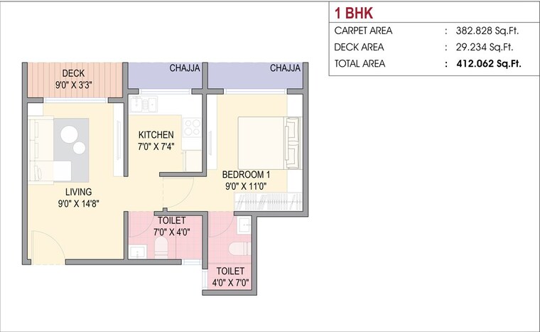 Floor Plan, kharghar sector 20 1 Bedroom 730 Sq.Ft. Apartment In Kharghar Sector 20 Navi Mumbai 10072953