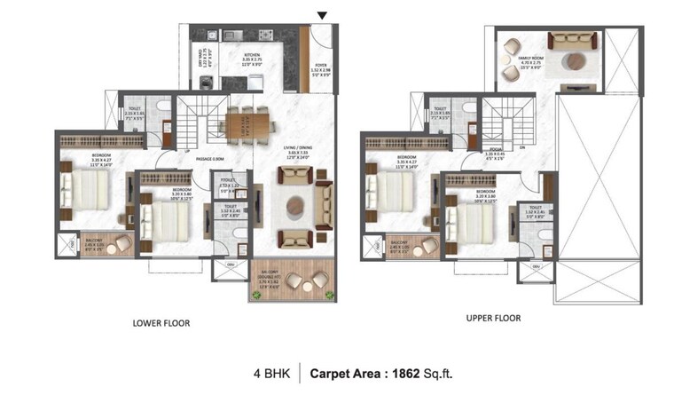 Floor Plan, krisala-everland 4 Bedroom 1870 Sq.Ft. Apartment In Darumbre Pune 10072411