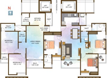Floor Plan in 2 BHK Apartment at Karma Rejoice, Undri – for Sale