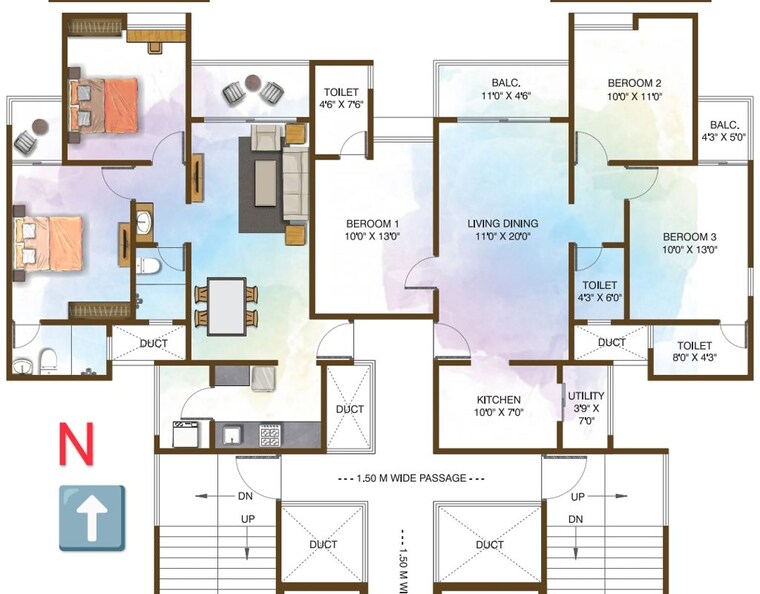 Floor Plan, karma-rejoice 2 Bedroom 742 Sq.Ft. Apartment In Undri Pune 10075271