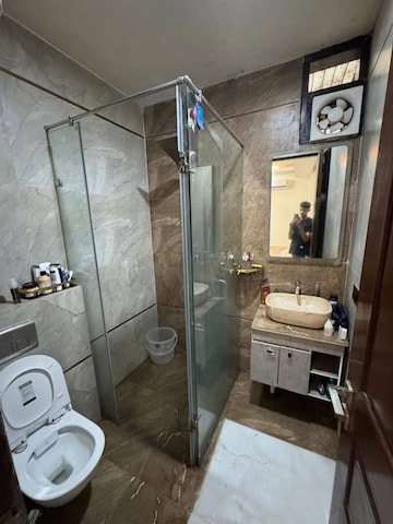 Bathroom in 3 BHK Builder Floor at Sushant Lok I – for Rent