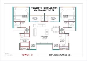 Floor Plan in 3 BHK Apartment at VTP Euphoria, Kharadi – for Sale