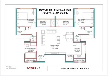 Floor Plan in 3 BHK Apartment at VTP Euphoria, Kharadi – for Sale