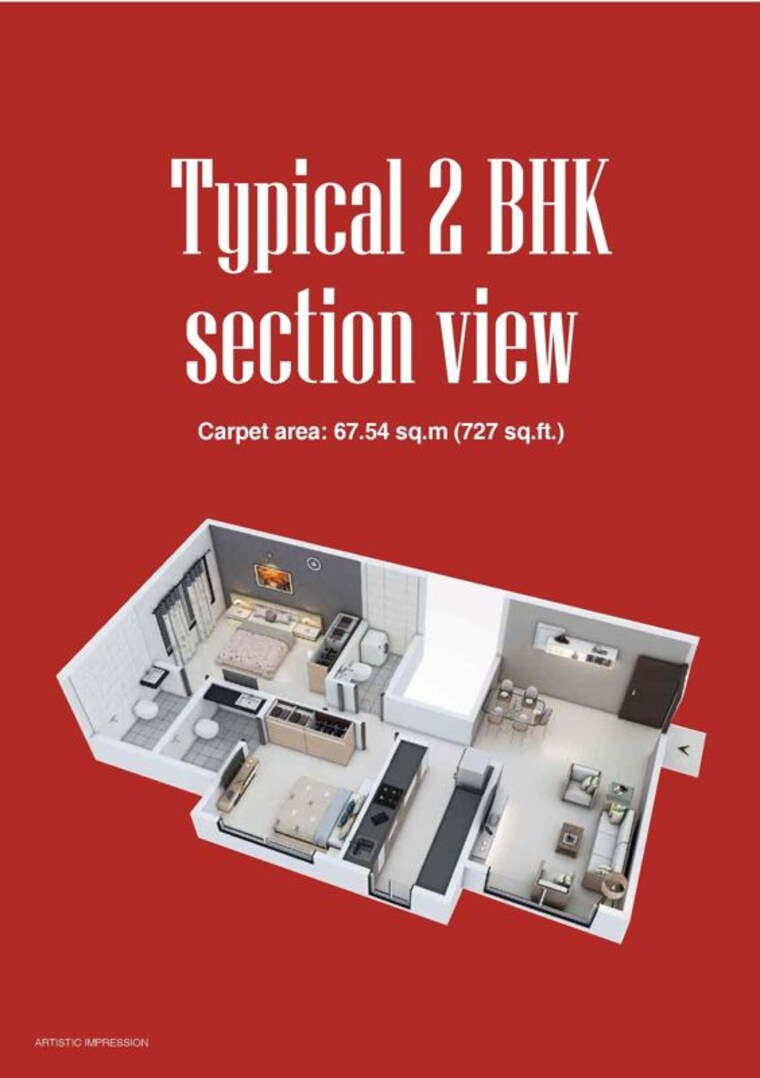 Floor Plan, paranjape-aspire 2 Bedroom 727 Sq.Ft. Apartment In Andheri West Mumbai 10080494