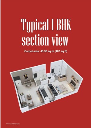 Floor Plan in 2 BHK Apartment at Paranjape Aspire, Andheri West – for Sale