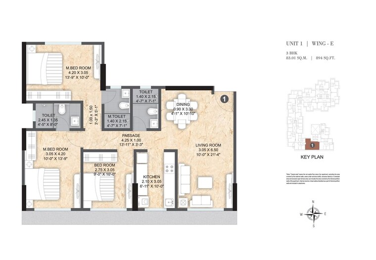 Floor Plan, paranjape-aspire 2 Bedroom 651 Sq.Ft. Apartment In Andheri West Mumbai 10080515