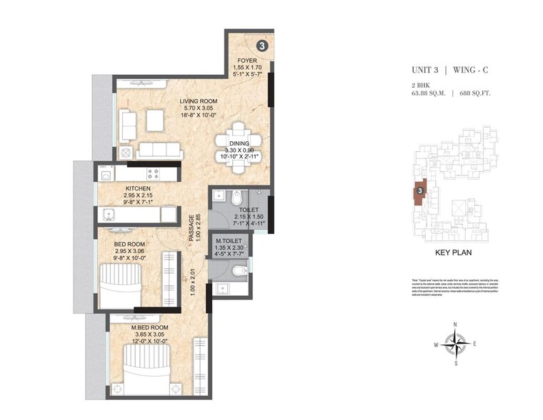 Floor Plan, paranjape-aspire 2 Bedroom 651 Sq.Ft. Apartment In Andheri West Mumbai 10080515