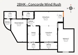 Floor Plan in 2 BHK Apartment at Concorde Wind Rush, Electronic City – for Sale