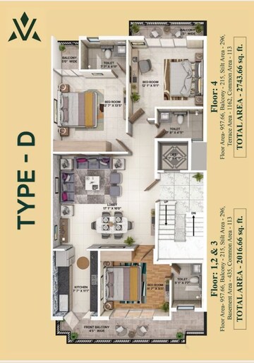 Floor Plan in 3 BHK Independent House at ROF Pravasa, Sector 88a – for Sale