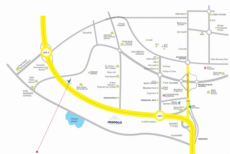Map Location, vajra-west-city 3 Bedroom 2030 Sq.Ft. Apartment In Osman Nagar Hyderabad 10083834