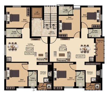 Floor Plan in 3 BHK Apartment at Kk Nagar – for Sale