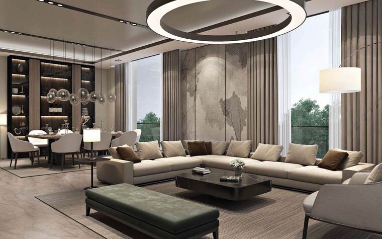 Living Room, central-park-belgravia-resort-residency 4 Bedroom 5581 Sq.Ft. Apartment In Sector 48 Gurgaon 10084474