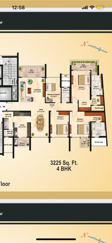 Floor Plan in 4 BHK Apartment at SNN Clermont, Hebbal – for Rent