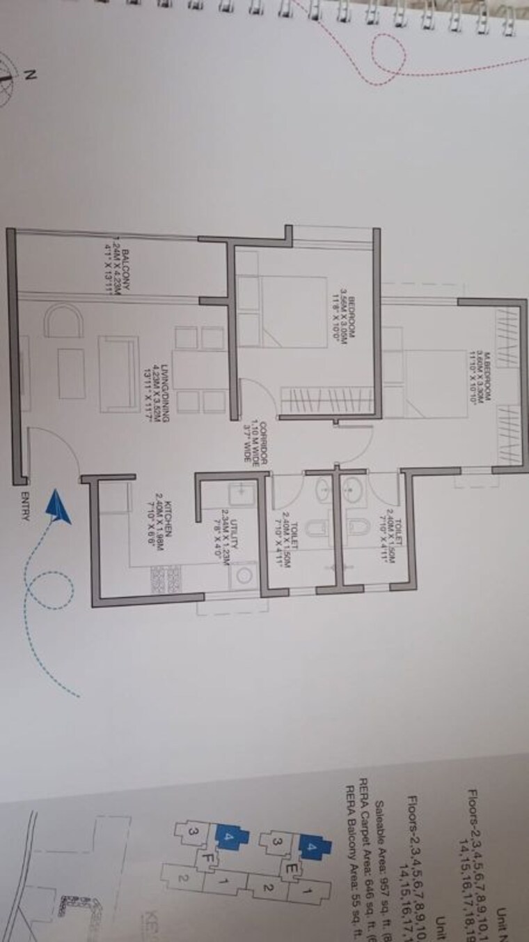 Floor Plan, godrej-air 2 Bedroom 951 Sq.Ft. Apartment In Whitefield Bangalore 10088884