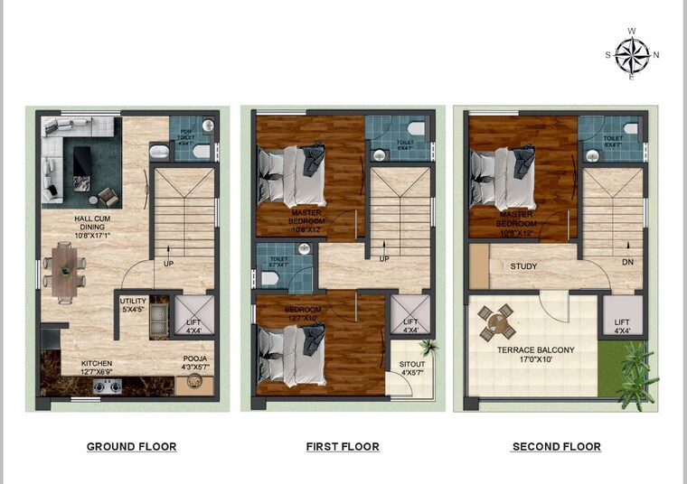 Floor Plan, sln-nidhi-palms 3 Bedroom 2735 Sq.Ft. Villa In Budigere Cross Bangalore 10089015