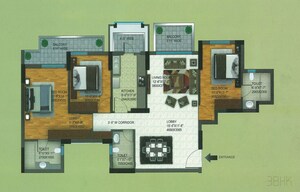 Floor Plan in 3 BHK Apartment at DLF Regal Gardens, Sector 90 – for Sale
