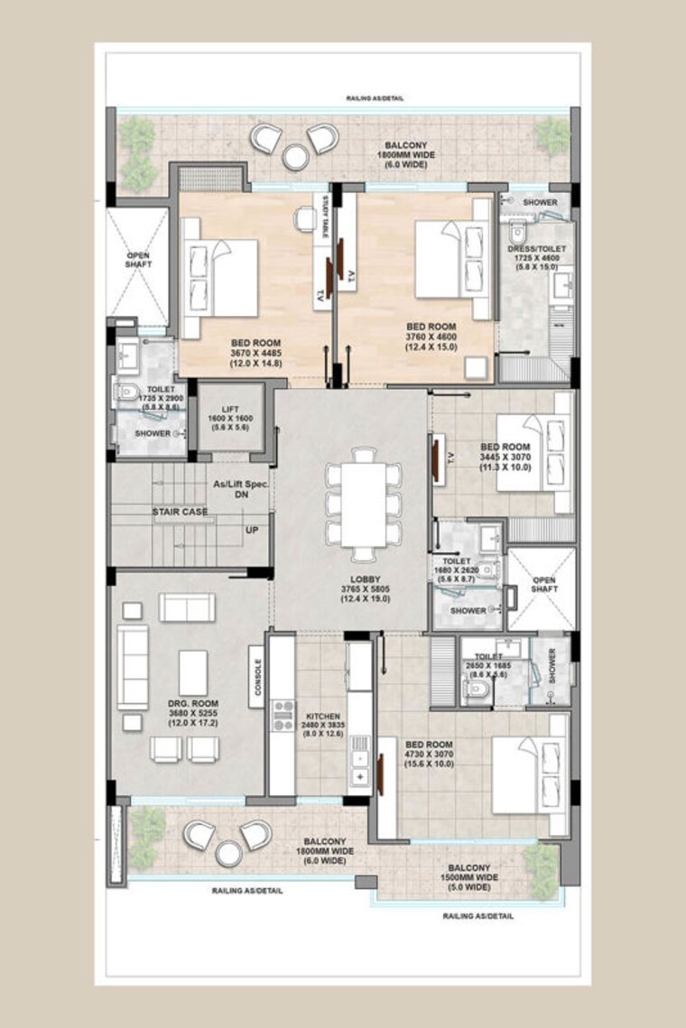 Floor Plan, ss-linden 3 Bedroom 1950 Sq.Ft. Apartment In Sector 84 Gurgaon 10093895
